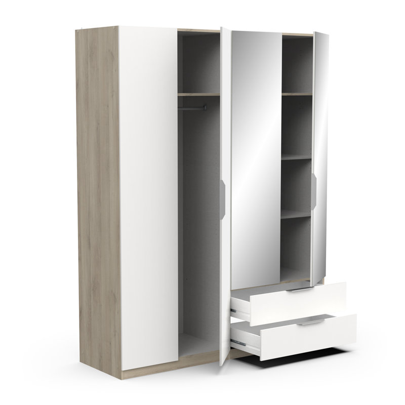 Nurin 4 Door Manufactured Wood Wardrobe, Brown/White