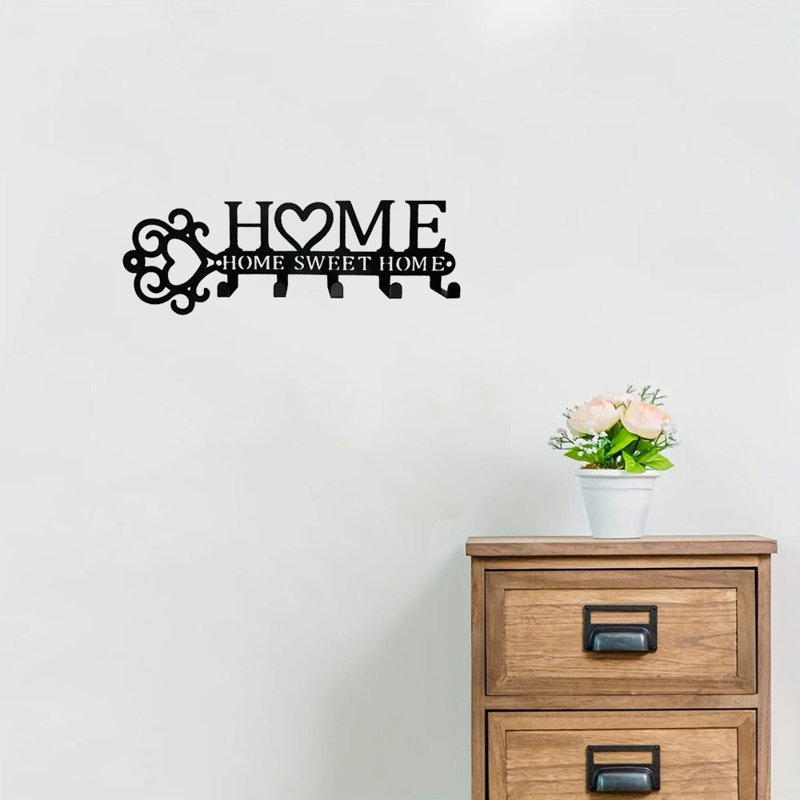 Modern Metal Key Hook, 3‑5 Angled Hooks, Screw & 3m Adhesive Mount