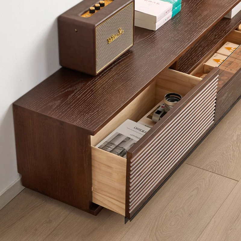 Meuble télé en bois de noyer massif, H 13,78 po x L 62,99 po x l 11,81 po