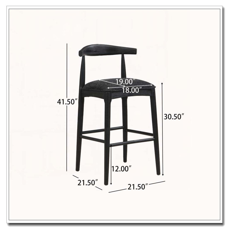 Wood Frame Barstool, Bar Stool (30.5" Seat Height), Black