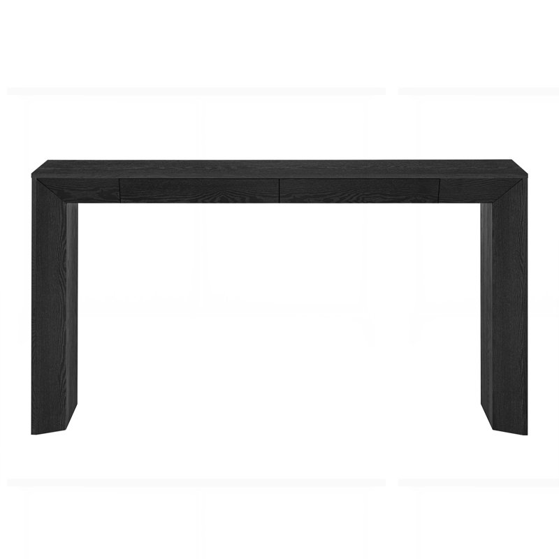 Console 60 po avec 2 tiroirs dissimulés, Noir