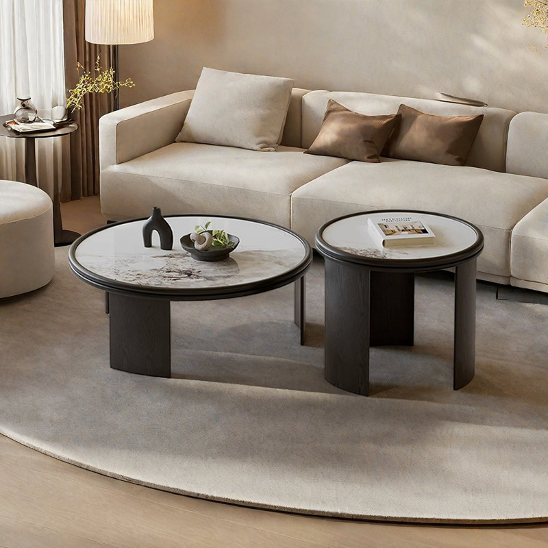 Simple rock plate round coffee table