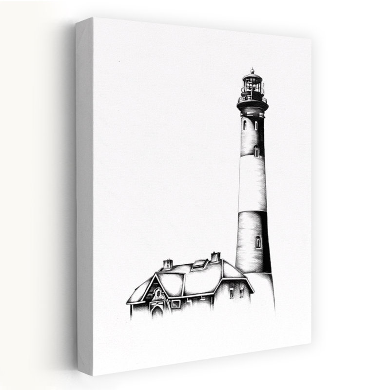 Illustration classique de phare, architecture classique, art mural côtier, H 36 po x l 24 po