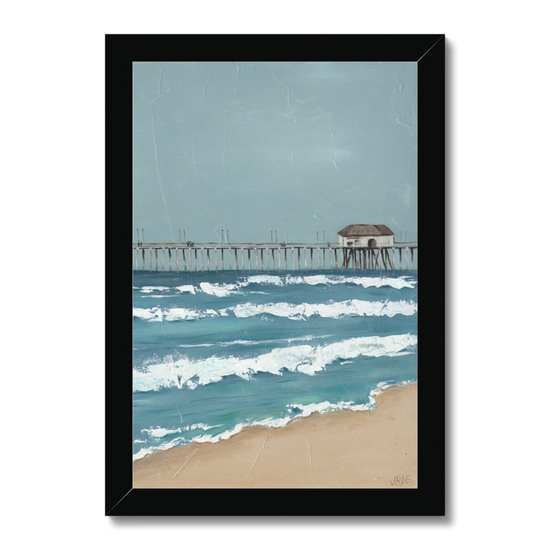 Fishing Pier Diptych II 1 Piece Painting, 34cm H x 24cm W, Black Framed Paper Print