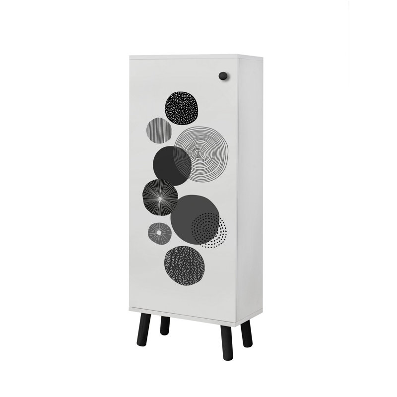 Meuble à chaussures élégant avec pieds et poignées en bois massif, 19,7 po x 53,1 po x 15 po | Panneau de particules 100% mélaminé, revêtement UV | Design moderne blanc et noir, nombreuses tablettes pour le rangement organisé
