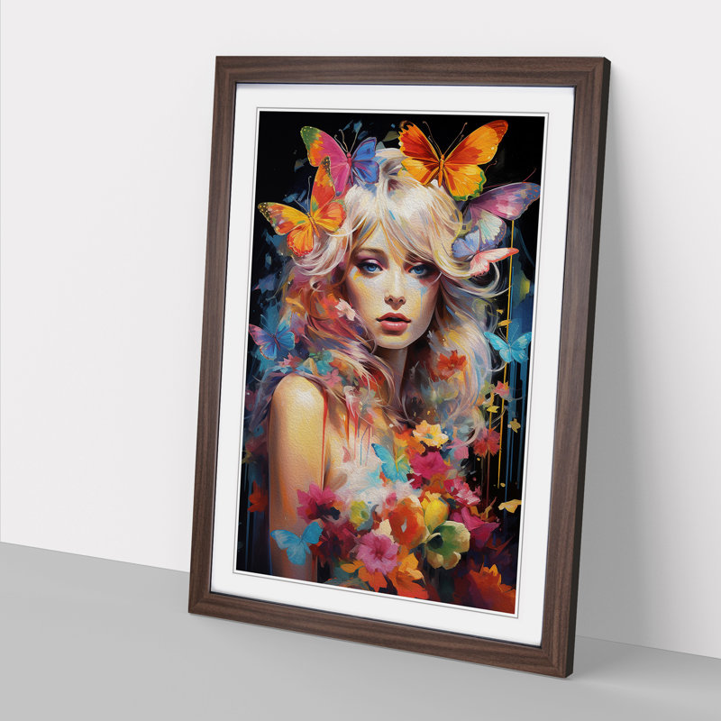 Fairy Pop - Single Picture Frame Print on Wood, 46cm H x 34cm W, Walnut Framed