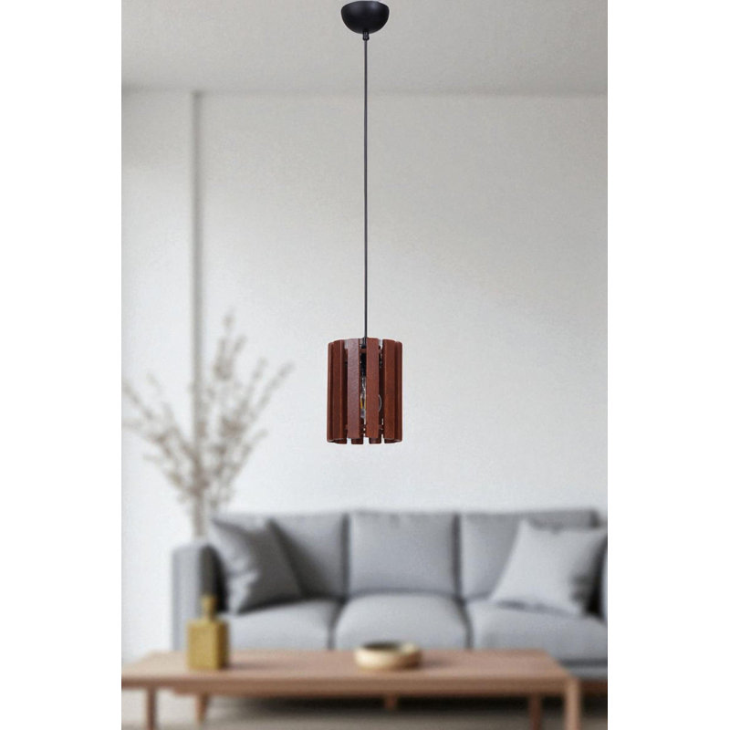 Elegant Adjustable Chandelier, Metal Body with Walnut & Black Finish, 5.5 x 7.5 inches Base Plate, 31.5 inches Total Height | E27 Socket (Max 40W, Bulb Not Included) | Stylish Lighting for Living Room & Dining Areas