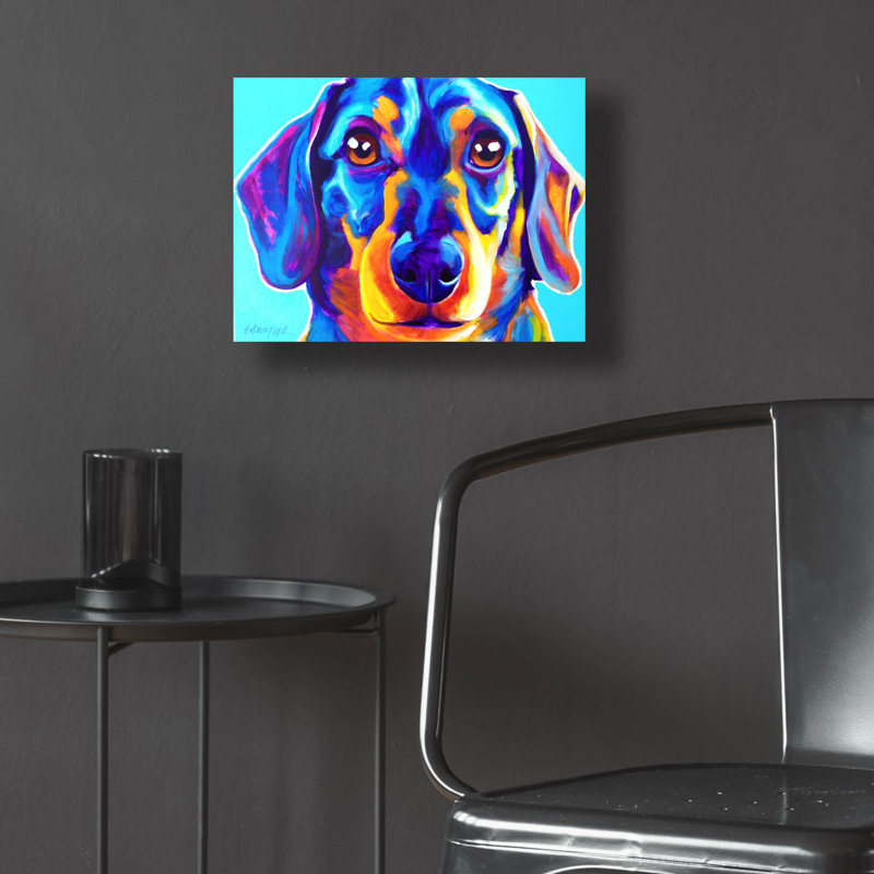 «Dachshund - Oscar» par Dawg Painter, H 12 po x l 16 po x P 0,13 po
