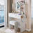 17" Round LED Mirror Vanity Table+Cushioned Stool, Equipped With 2 AC+2 USB Power Socket, Big Mirror, Touch Switch, 3 Colors, Adjustable Brightness, Large Desktop, Multi-layer High Capacity Storage-1639237016