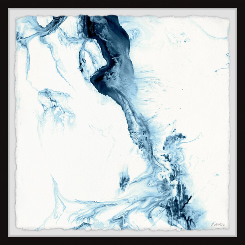 Blue Water Paint - Single Picture Frame Painting, 61cm H x 61cm W x 3.81cm D