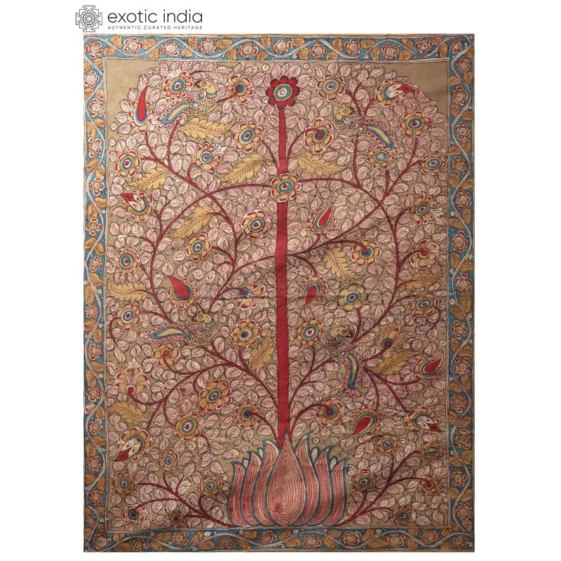 Arbre de vie avec lotus | Kalamkari, peinture sur coton