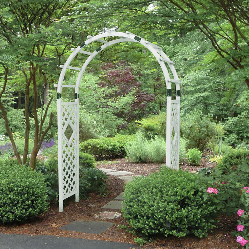 White Wooden Garden Arbor Trellis Archway for Outdoor Weddings
