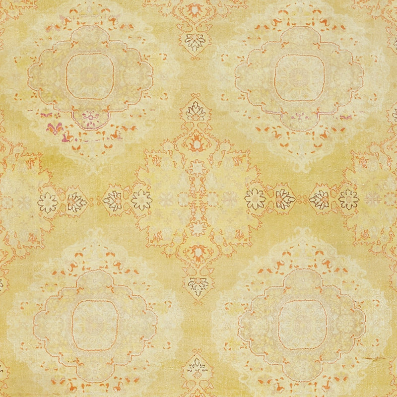 Yellow Traditional Wool Rug - 6'3" x 27'3"