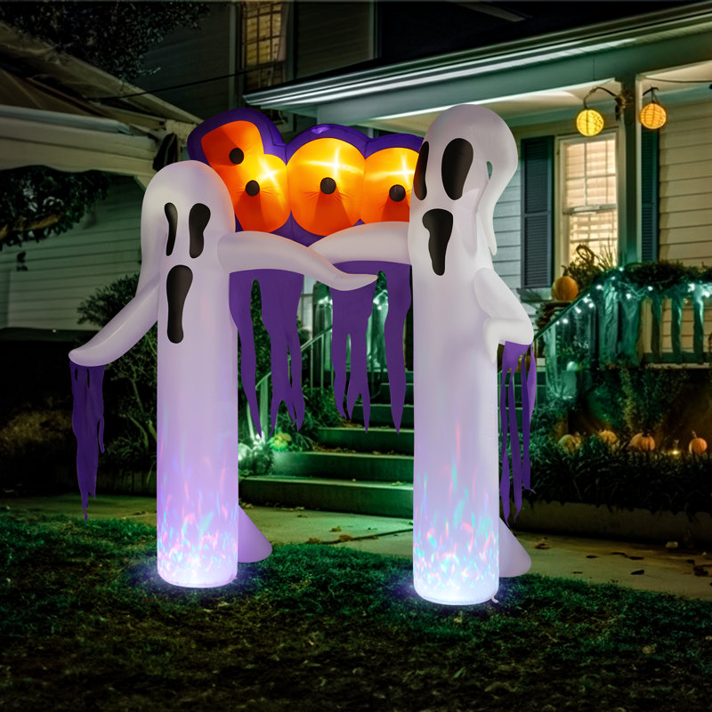 Décoration d'Halloween gonflable 9,8 pi White Ghost Archway