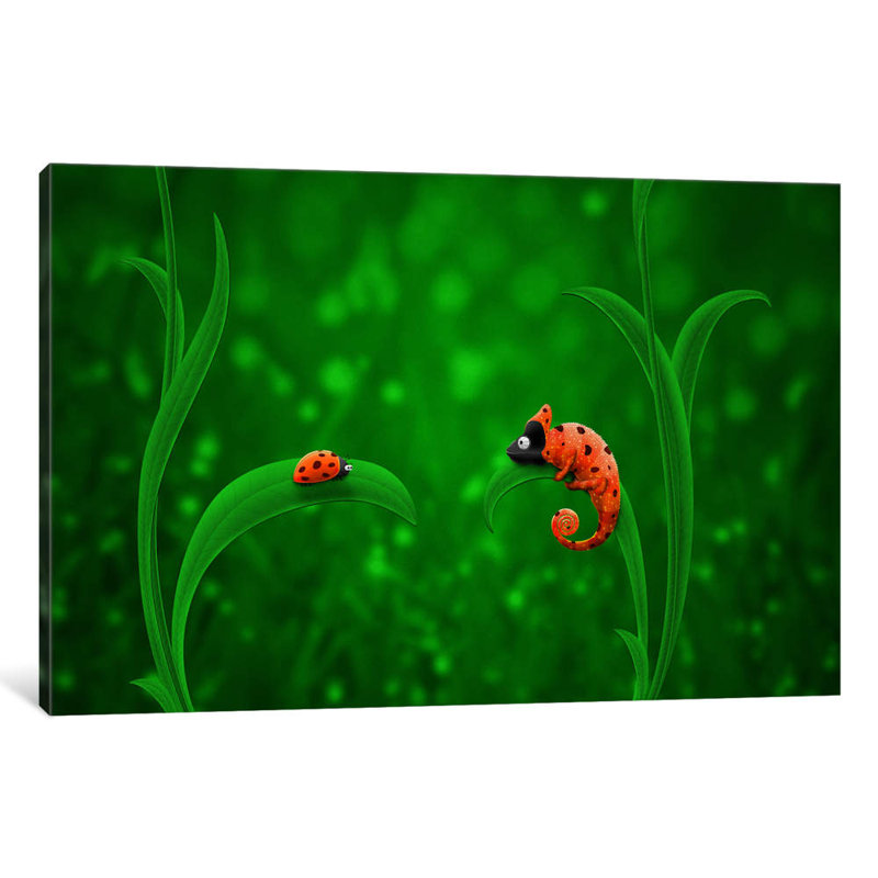 Ladybug And Chameleon - Print on Canvas, 101.6 cm H x 66.04 cm W x 1.91 cm D, Wrapped Canvas