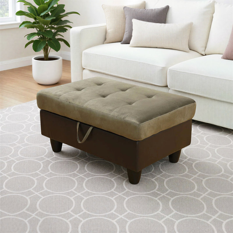 Darryn 35" Wide Upholstered Storage Ottoman, Brown Fabric