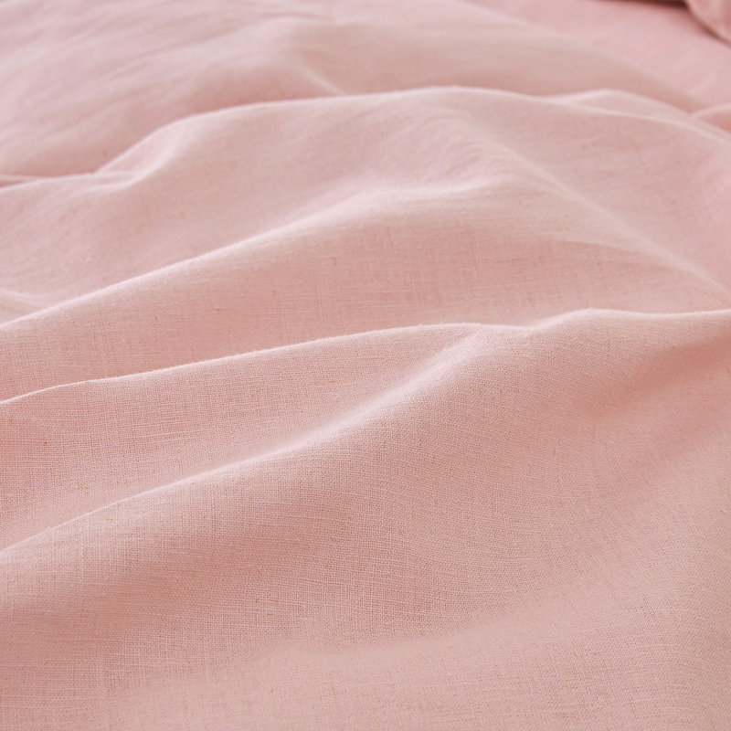 Linen Cotton Flat Sheet, King, Pale Pink