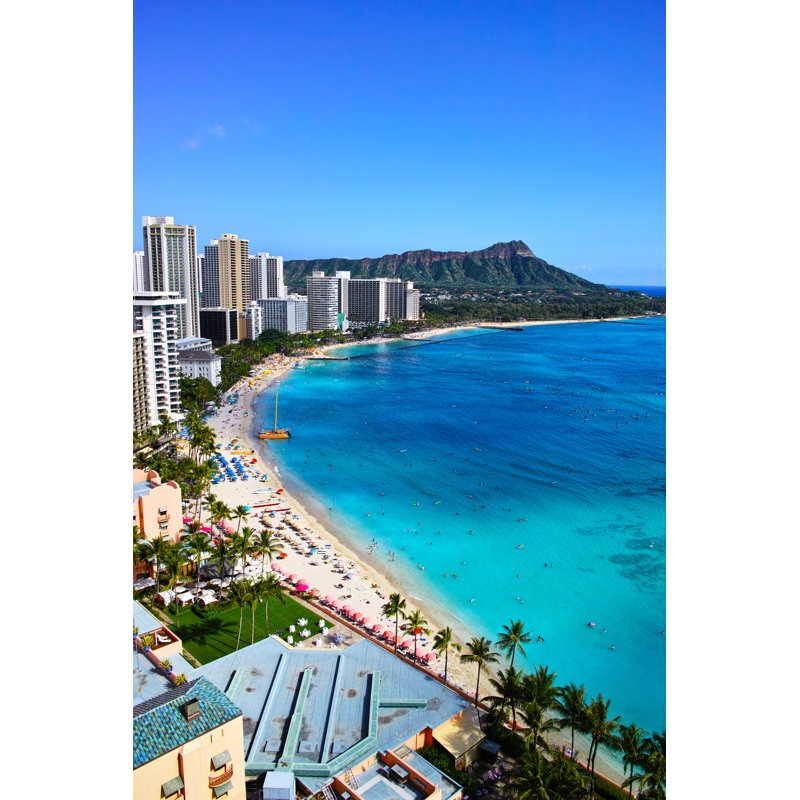 Hawaii Waikiki Beach - Wrapped Canvas Print, 46cm H x 30cm W x 3.8cm D