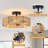 Semi Flush Mount Rattan Ceiling Light Fixture
