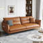 Causeuse coussin orange en cuir véritable