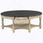 Table basse ovale vintage avec tiroir et étagère de rangement, table de cocktail antique de 45 po, table d'appoint de style champêtre français pour le salon, beige et espresso