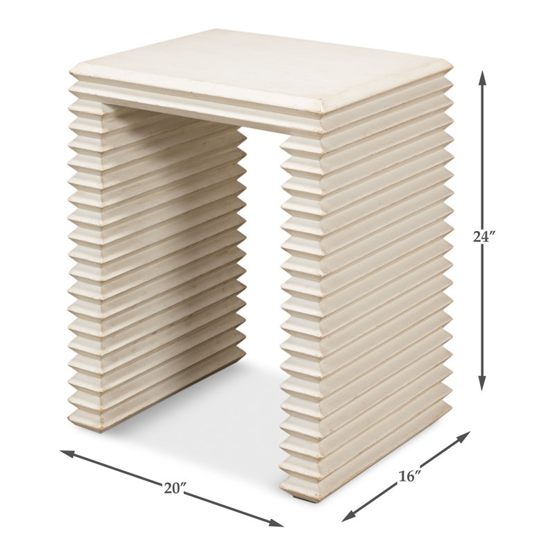 Stacked Solid Wood End Table, Antique White