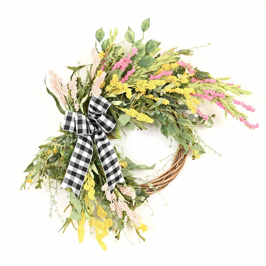 26'' Spring Summer Ivy Blossoms Cluster Wreath for Front Door Primrue