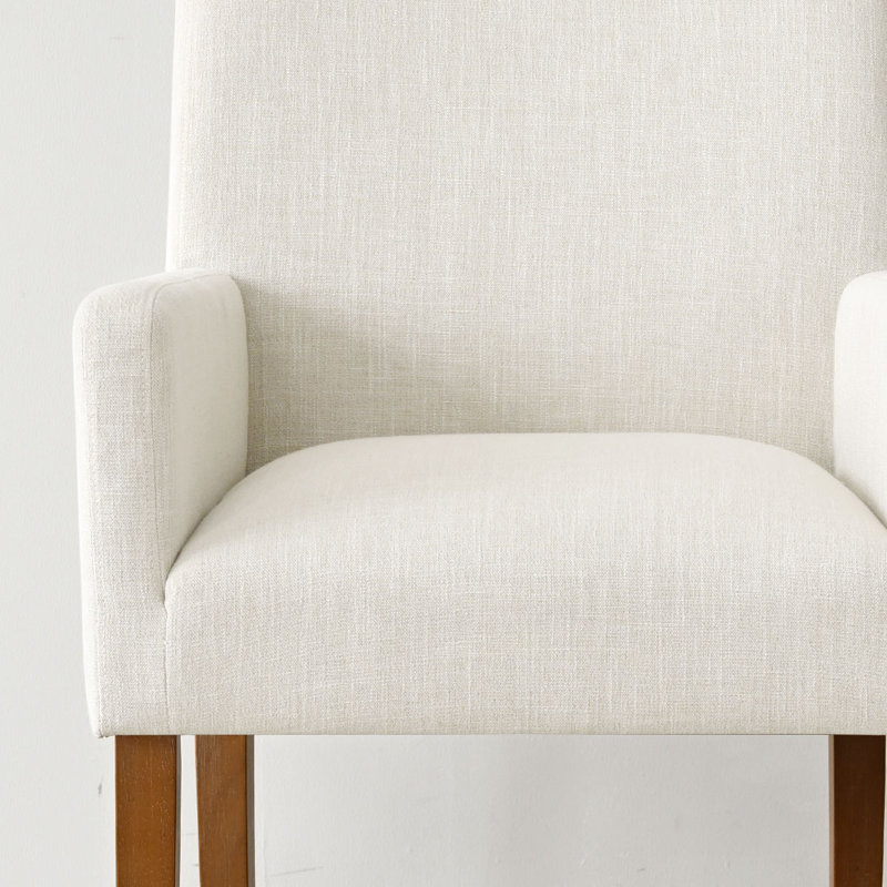 Fauteuil de salle à manger en lin 20,5 po résistant aux taches, Ivoire ivoire