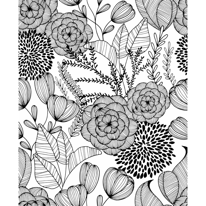 Larocque Non-Pasted Floral Wallpaper Roll, Black