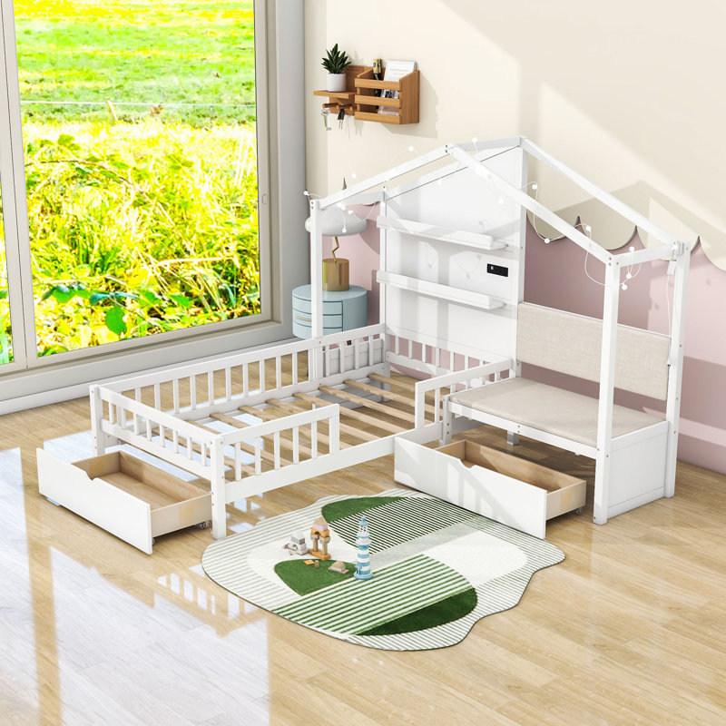 Adrijus Twin 2 Drawer House Bed by Isabelle & Max™, White