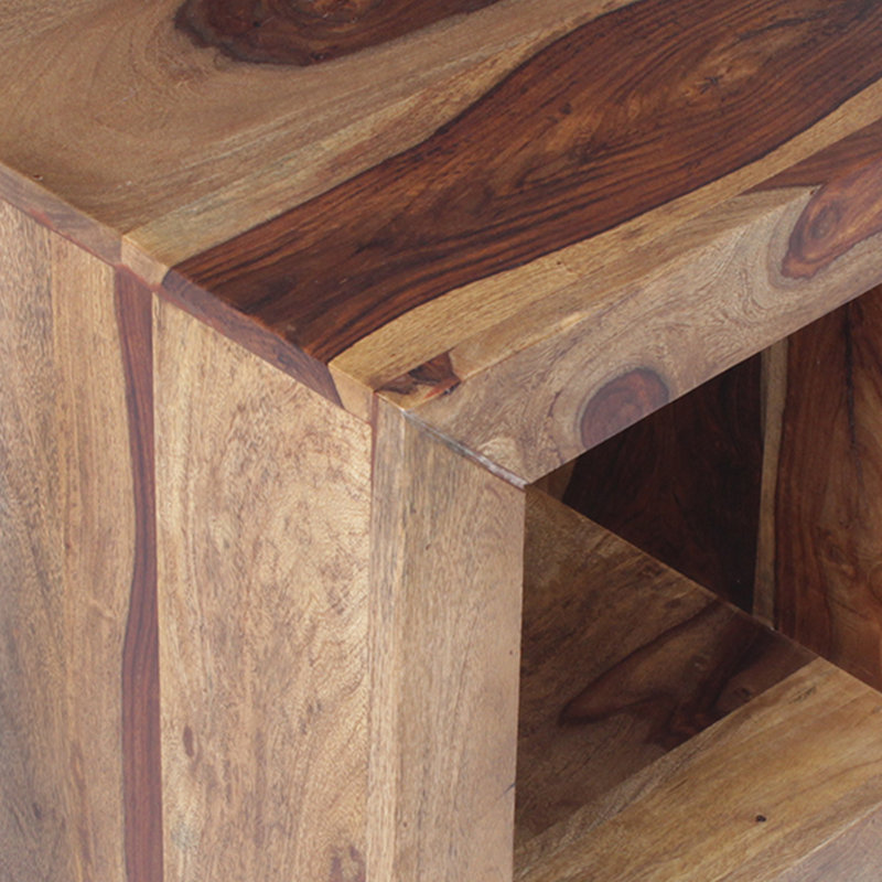 Solid Wood Floor Shelf End Table with Storage