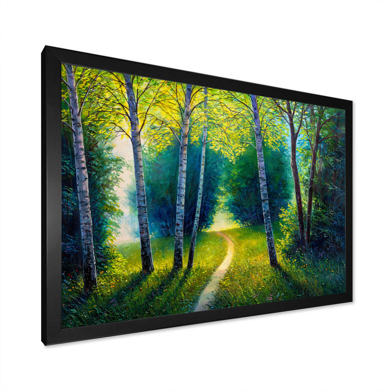 «Path To The Birch Tree Forest», reproduction sur toile flottante, Cadre noir, H 8 po x l 12 po x P 1 po