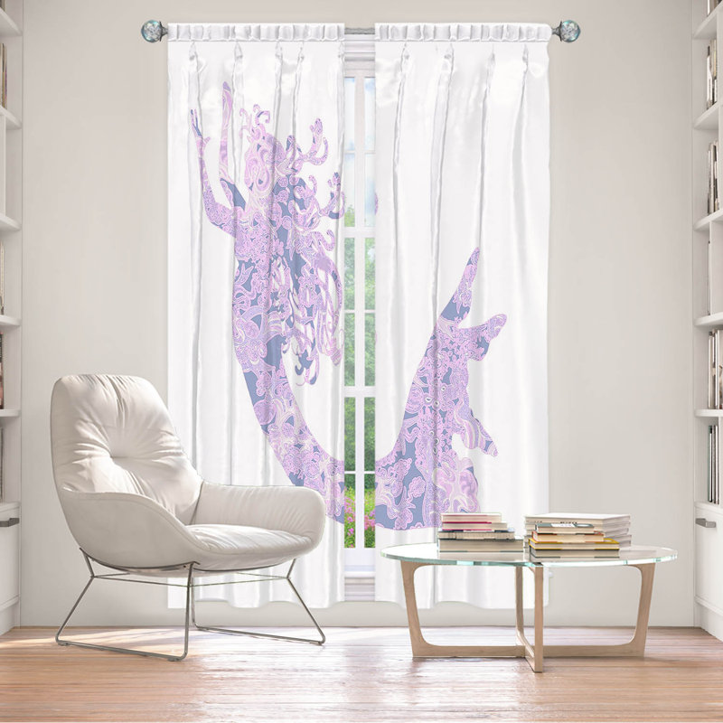 Paire de rideaux obscurcissant en polyester Rossy, L 20 po x L 82 po, Lavande / pervenche / blanc