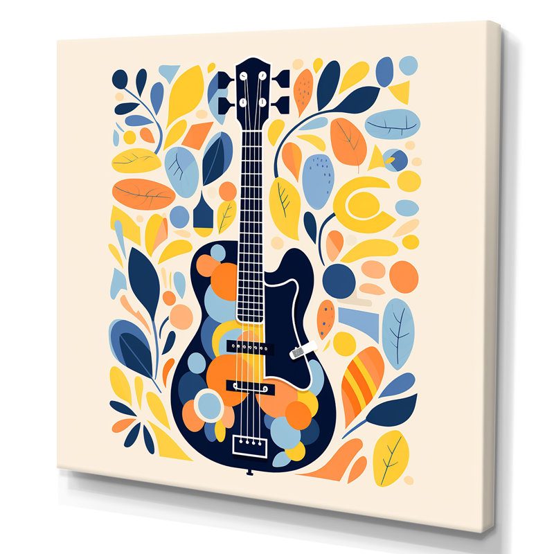 Harmonie de guitare basse - fruits, art mural, H 16 po x l 16 po x P 1 po, Toile tendue