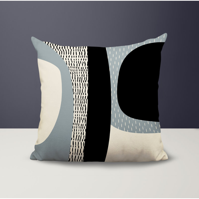 Coussin carré intérieur / extérieur pia, H 19 po x l 19 po, Gris / noir / blanc cassé