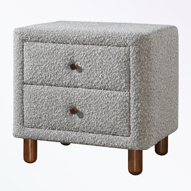 Table de chevet rembourrée avec 2 tiroirs Plush Boucle
