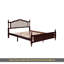 Queen Pine Wooden Bed With Upholstered Headboard And Panel Footboard, With Two Bed Rail Support Feet And Central Platform Support Feet ,Classic Cherry-104869718