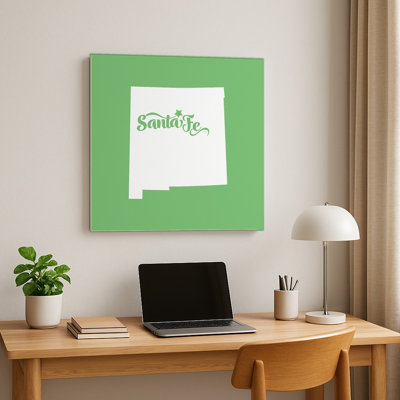 Home Sweet Santa Fe — New Mexico State Silhouette — Square Metal Wall Art