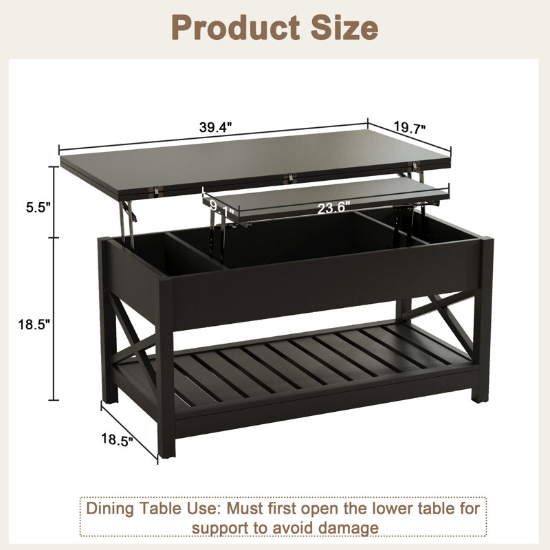 Keilan Single Coffee Table, Black, Black
