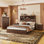 Ensemble de chambre à coucher 4 pièces, cadre de lit grand en bois avec tête de rangement et station de charge, 2 tables de chevet avec 2 tiroirs, 1 commode avec 5 tiroirs