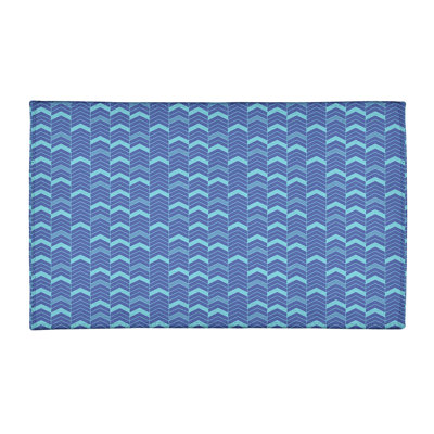 Tapis bleu/ivoire à chevrons lineed