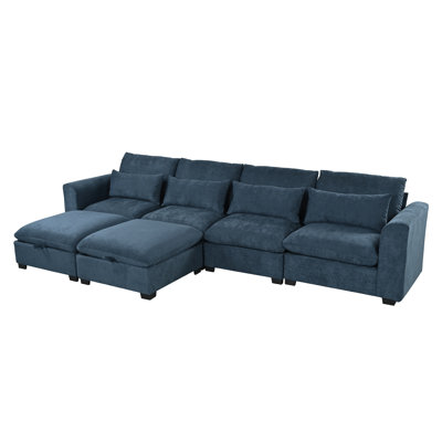 U-Shaped Freely Transformable Modular Corner Sofa With Two Ottomans, Suitable For Living Rooms, Studies, Home Theaters, And More.