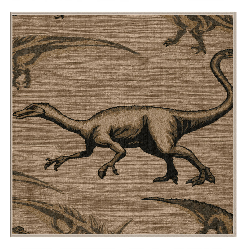 Tapis beige dinosaures lavable à la machine, Carré 3 pi
