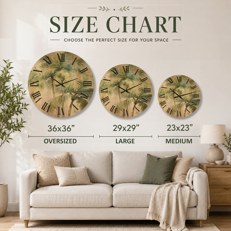 Horloge murale Minimalisme Palm Trees I, Large