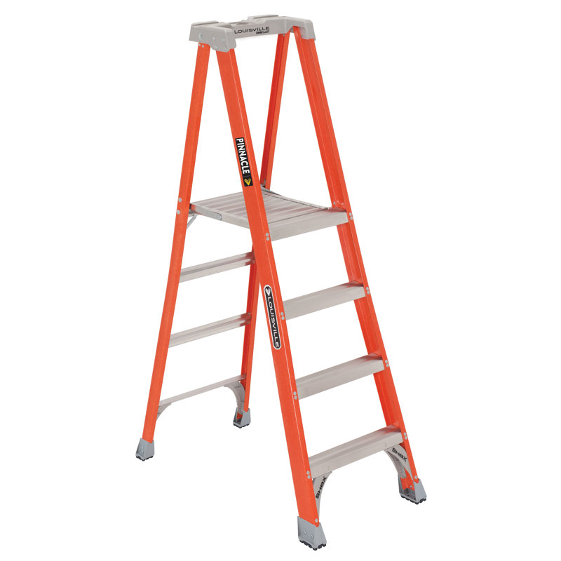 4 ft Orange Fiberglass Pinnacle Platform Ladder with 300 lbs Capacity