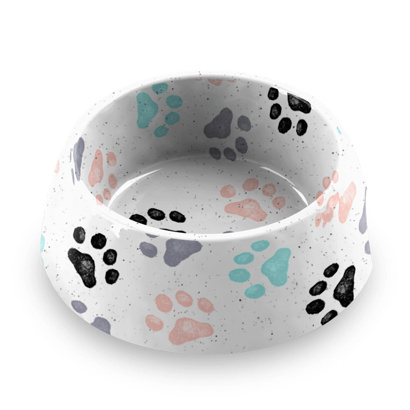 Tarhong Retro Paw Print  Bowl,Small,Blue,5.3",1Cup,Melamine,Set Of 2, 2.5 oz.