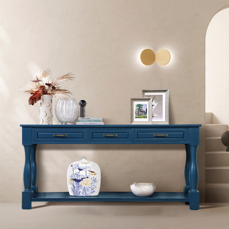 Vasilos 63.4'' Console Table, Navy Blue