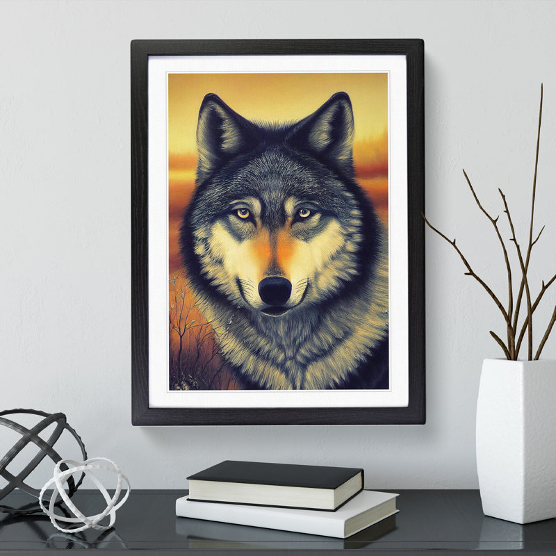 Beautiful Wolf - Wall Art, Black Framed, 66cm H x 48cm W x 2cm D, White