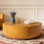 Table basse d'intérieur ronde 35,63 ", table basse centrale à grain de bois moderne, robuste MGO (oxyde de magnésium) imperméable, table sans assemblage pour patio, jardin, cour arrière, salon-881302506