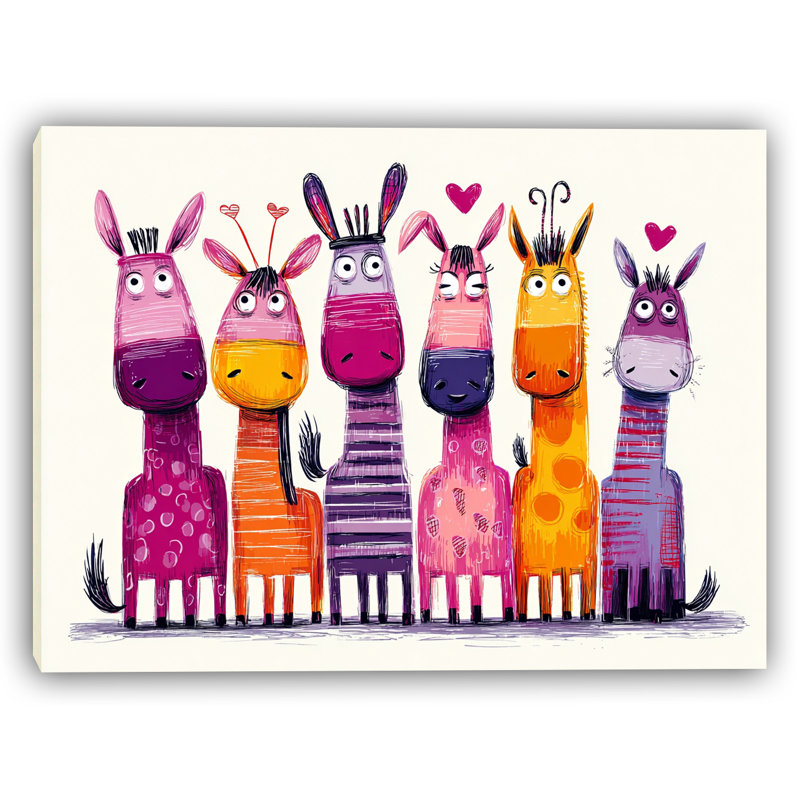 Color Pop Herd - Art mural sur toile tendue, H 24 po x l 36 po